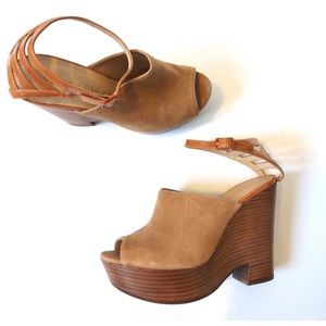 See By Chloe brand new Peep-Toe Platform Wedge with Ankle Strap